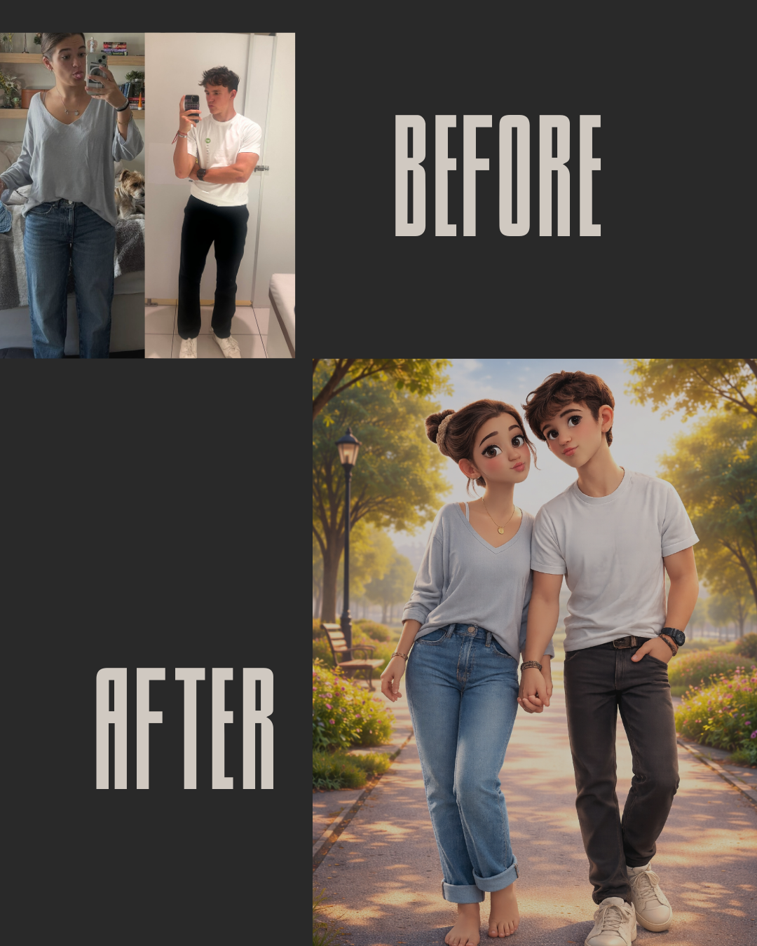 Custom Pixar Style Couple Portrait